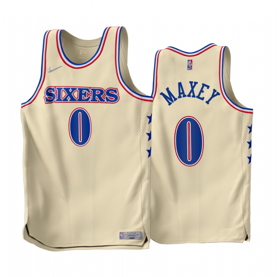 Philadelphia 76ers Tyrese Maxey 2022-23 Earned Edition Cream #0 Jersey