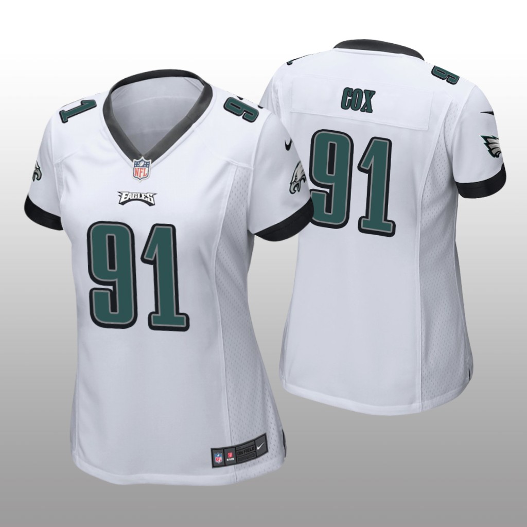 Philadelphia Eagles #91 White Fletcher Cox Game Jersey - Women's