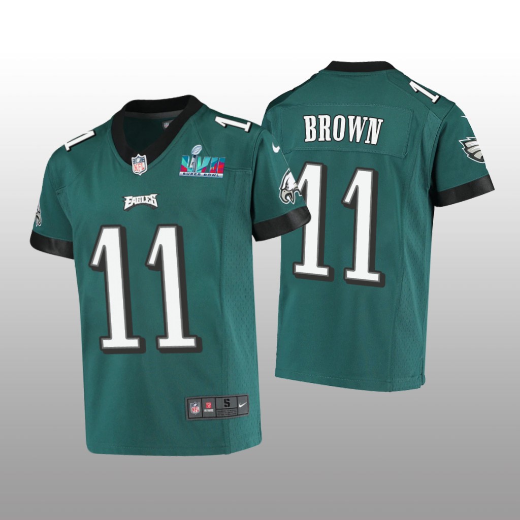 Philadelphia Eagles A.J. Brown Midnight Green Game Jersey Super Bowl LVII - Youth