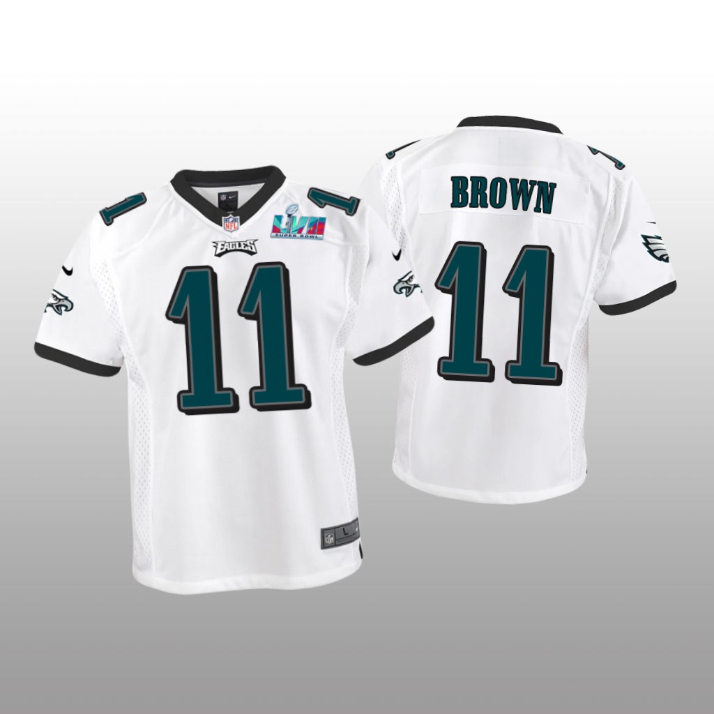 Philadelphia Eagles A.J. Brown White Game Jersey Super Bowl LVII - Youth