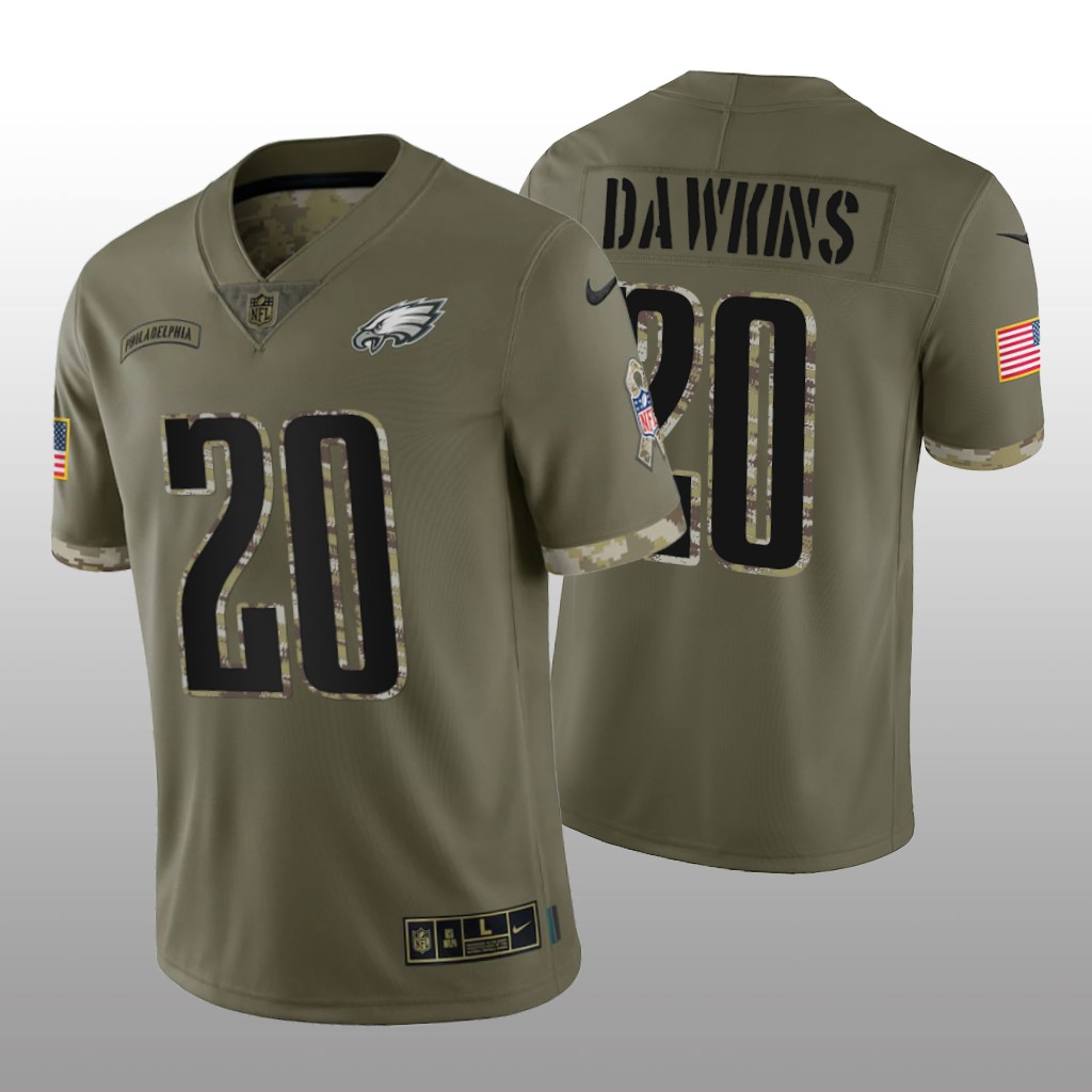 Philadelphia Eagles Brian Dawkins Olive Jersey 2022 Salute To Service - Men's