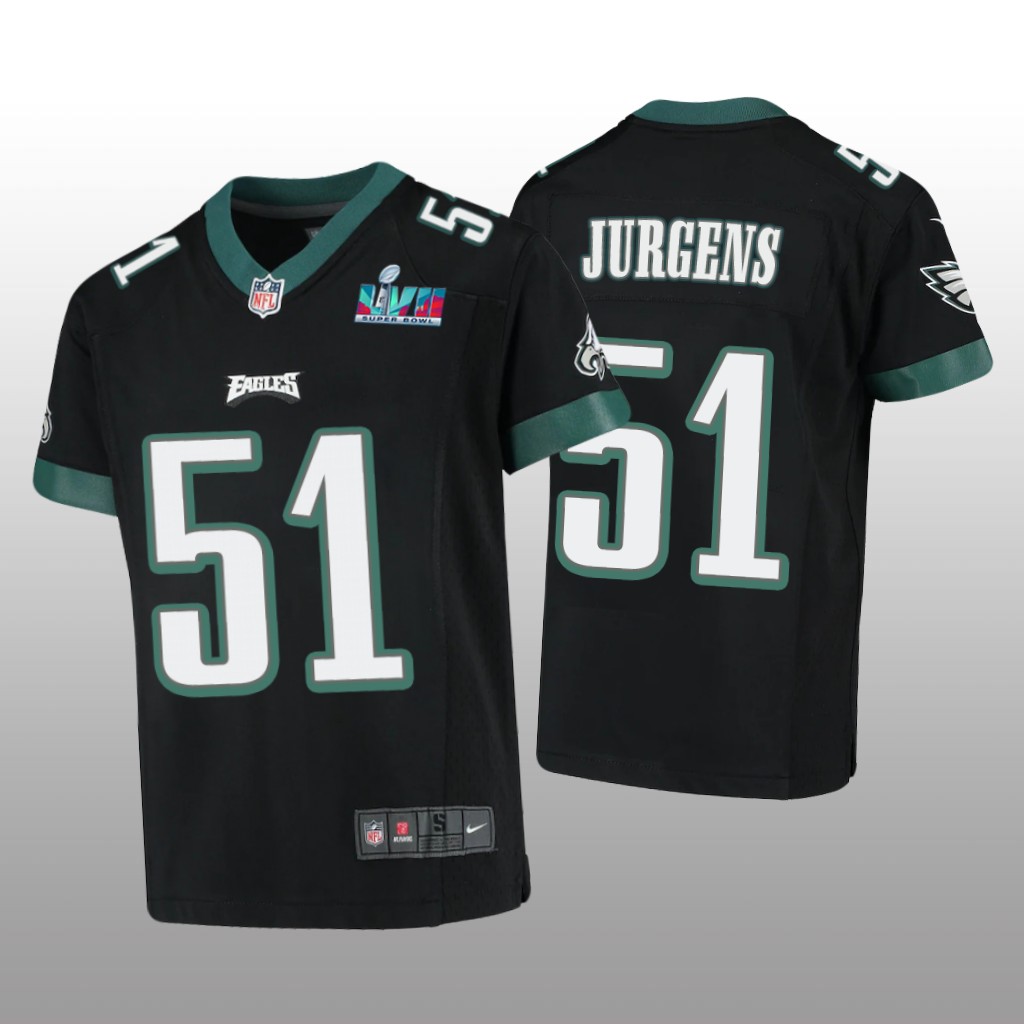 Philadelphia Eagles Cam Jurgens Black Game Jersey Super Bowl LVII - Youth