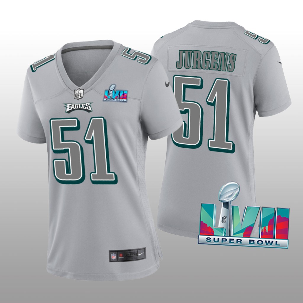 Philadelphia Eagles Cam Jurgens Gray Atmosphere Jersey Super Bowl LVII - Women's