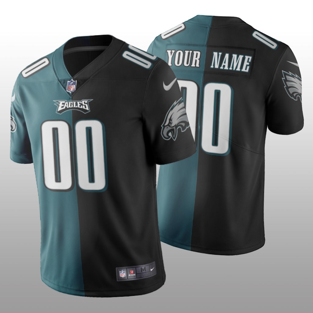Philadelphia Eagles Custom Green Black Vapor Limited Split Jersey Two Tone - Men's