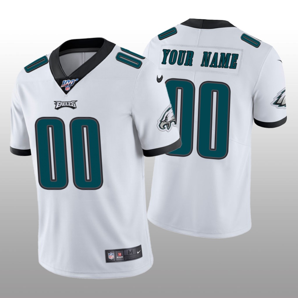 Philadelphia Eagles Custom White Vapor Limited Jersey 100th Season - Men's