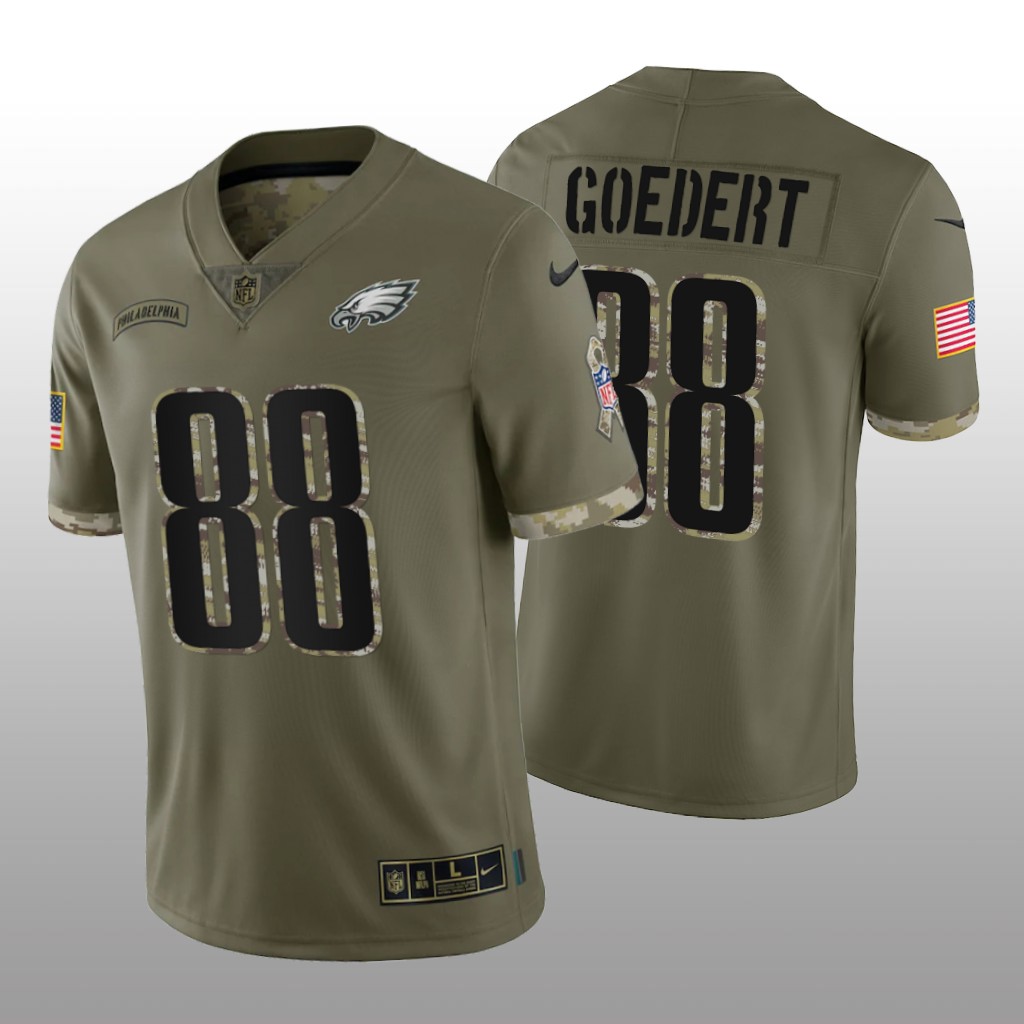 Philadelphia Eagles Dallas Goedert Olive Jersey 2022 Salute To Service - Men's