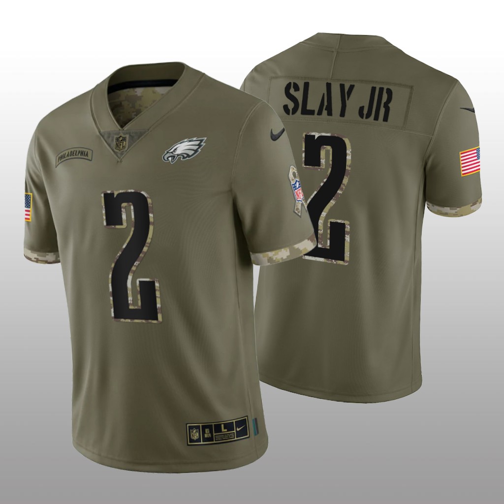 Philadelphia Eagles Darius Slay Jr Olive Jersey 2022 Salute To Service - Men's