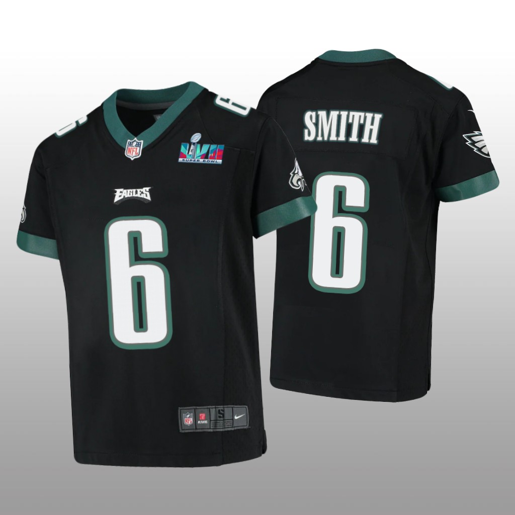 Philadelphia Eagles DeVonta Smith Black Game Jersey Super Bowl LVII - Youth