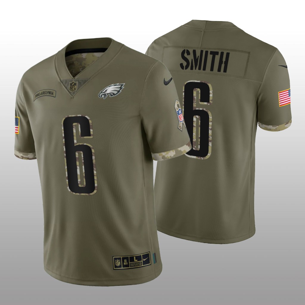 Philadelphia Eagles DeVonta Smith Olive Jersey 2022 Salute To Service - Men's