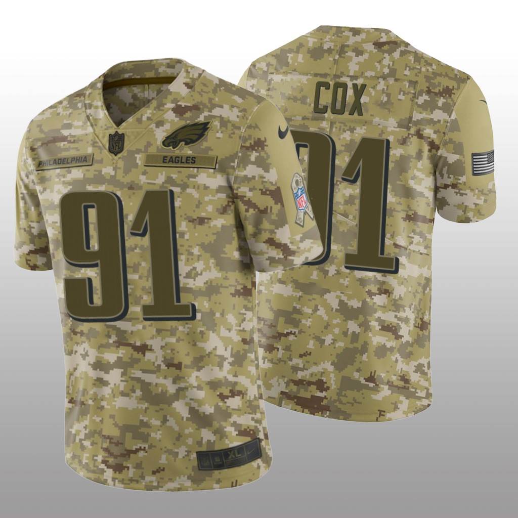 Philadelphia Eagles Fletcher Cox #91 Salute to Service Jersey - Camo