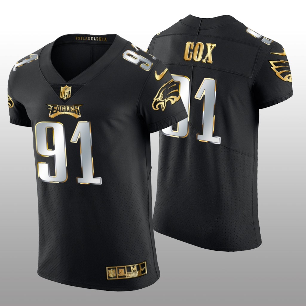 Philadelphia Eagles Fletcher Cox Black Elite Jersey Golden Edition Men's