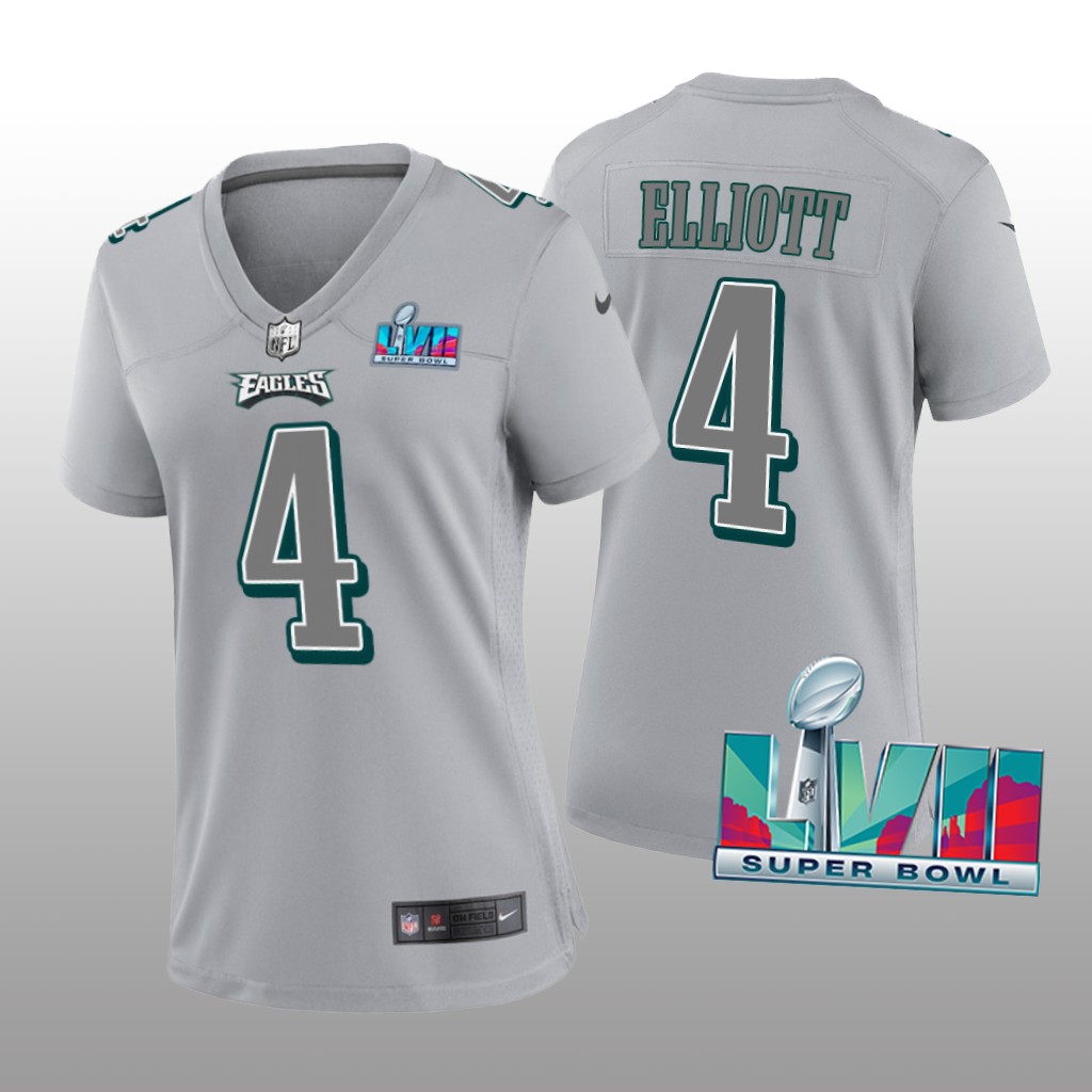 Philadelphia Eagles Jake Elliott Gray Atmosphere Jersey Super Bowl LVII - Women's