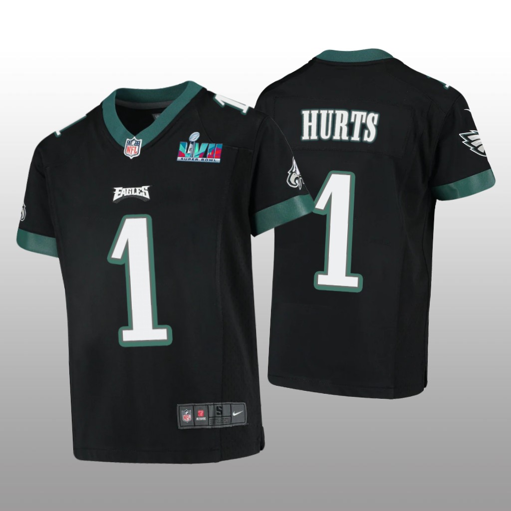 Philadelphia Eagles Jalen Hurts Black Game Jersey Super Bowl LVII - Youth