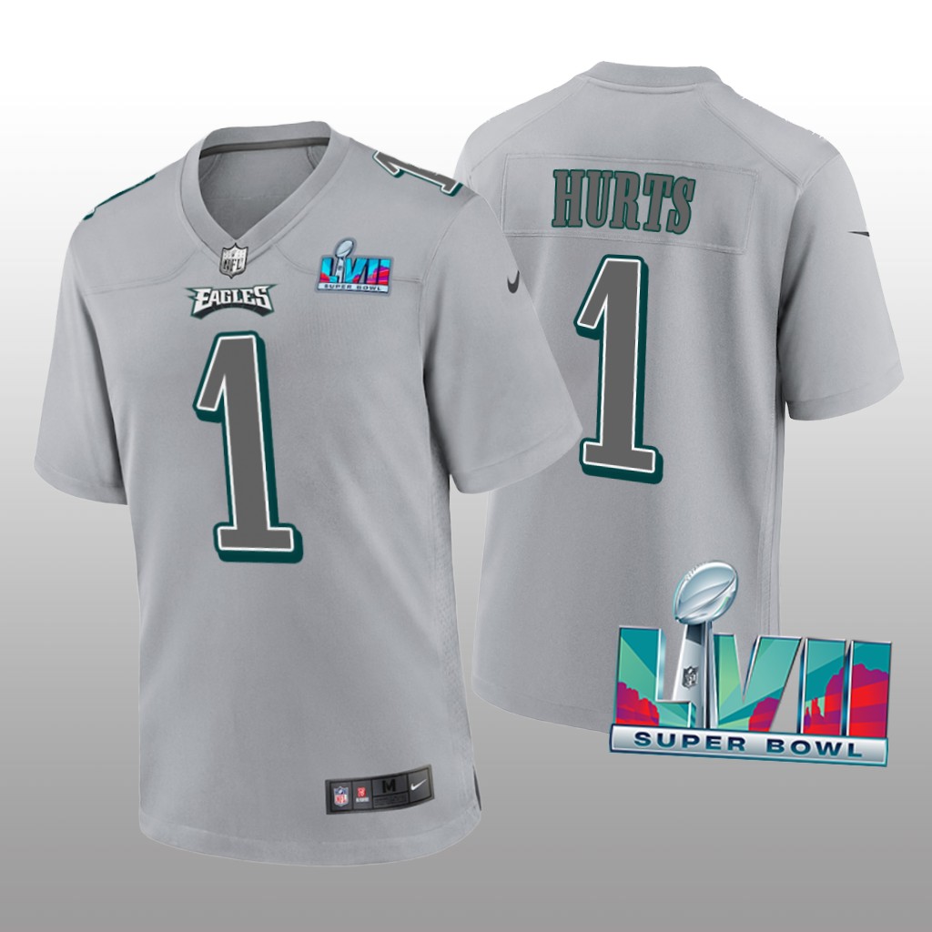 Philadelphia Eagles Jalen Hurts Gray Atmosphere Jersey Super Bowl LVII - Men's
