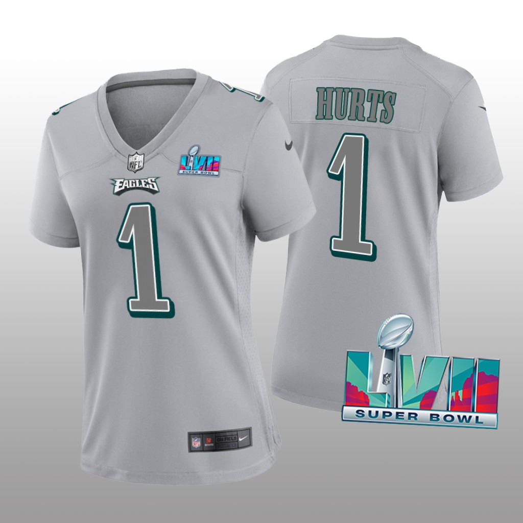 Philadelphia Eagles Jalen Hurts Gray Atmosphere Jersey Super Bowl LVII - Women's