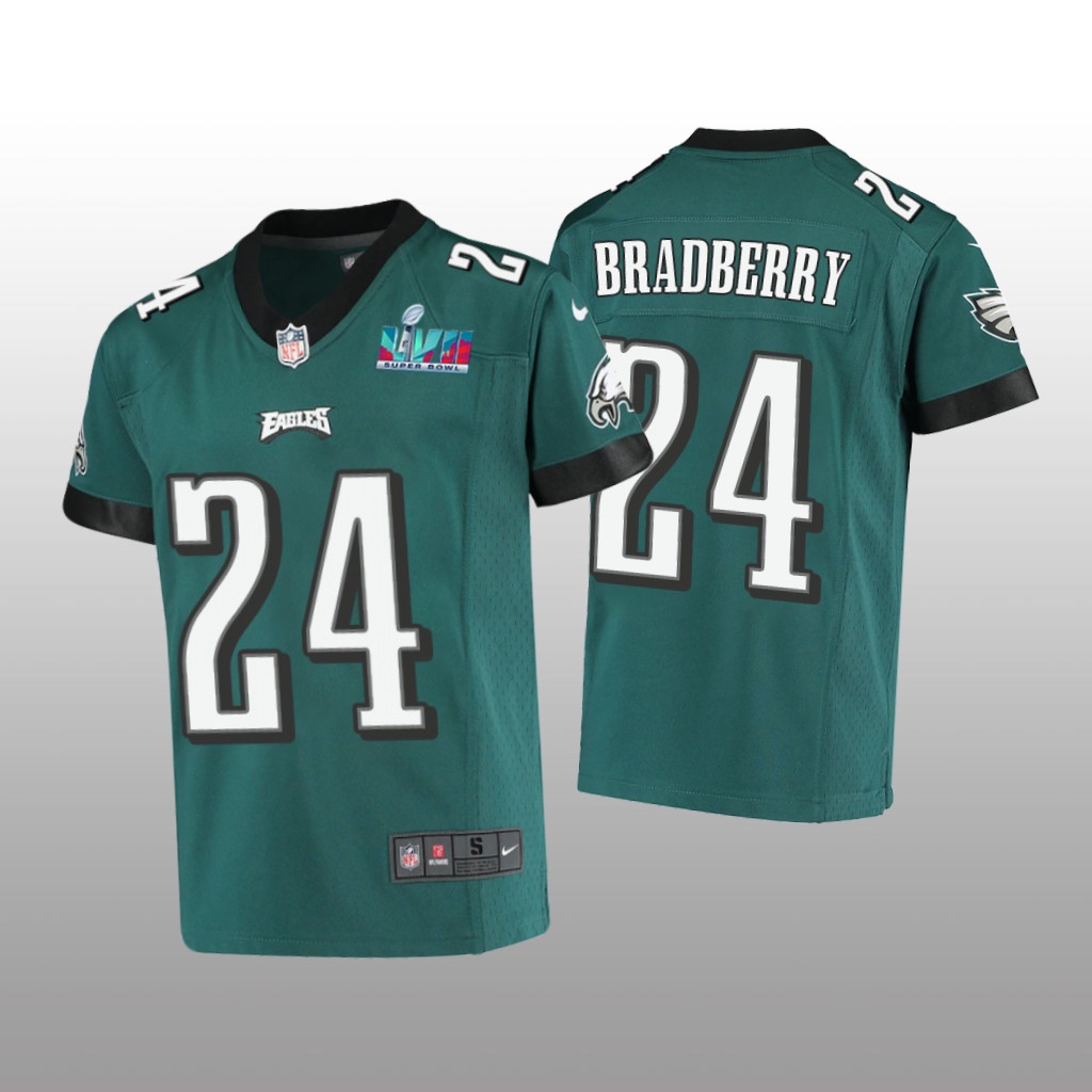 Philadelphia Eagles James Bradberry Midnight Green Game Jersey Super Bowl LVII - Youth