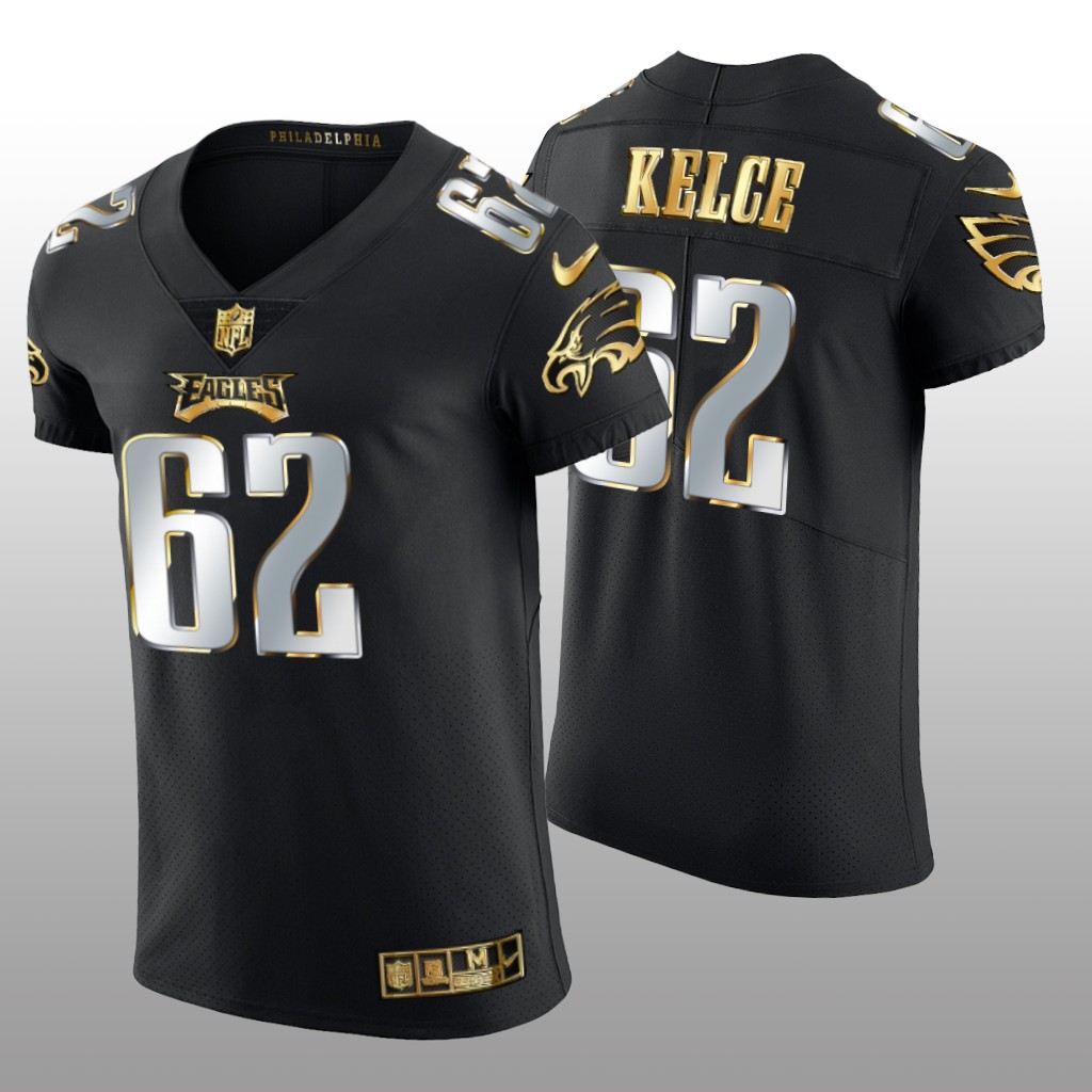 Philadelphia Eagles Jason Kelce Black Elite Jersey Golden Edition Men's