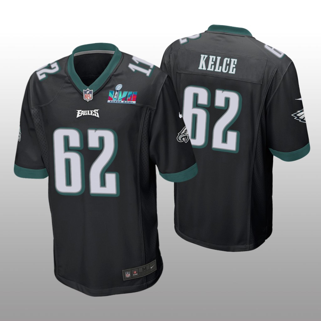 Philadelphia Eagles Jason Kelce Black Game Jersey Super Bowl LVII - Men's