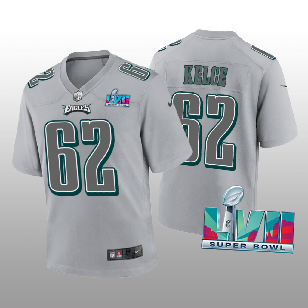 Philadelphia Eagles Jason Kelce Gray Atmosphere Jersey Super Bowl LVII - Youth