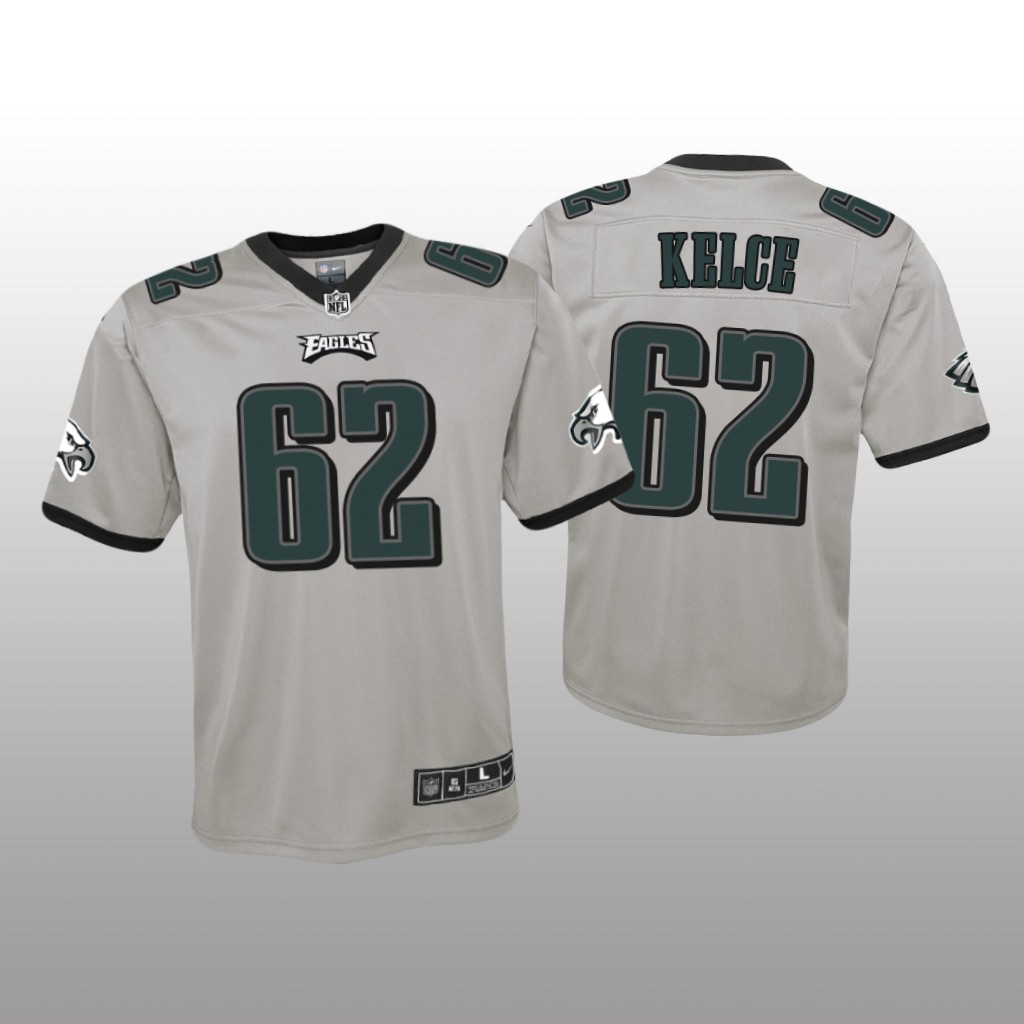 Philadelphia Eagles Jason Kelce Silver Jersey Inverted Game - Youth