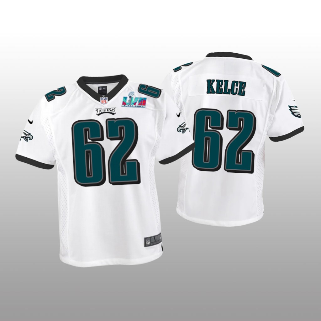 Philadelphia Eagles Jason Kelce White Game Jersey Super Bowl LVII - Youth