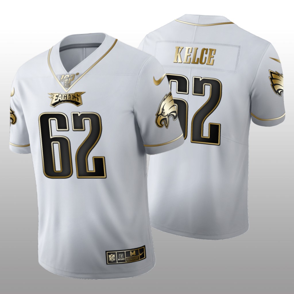 Philadelphia Eagles Jason Kelce White Golden Edition Jersey 100th Season Men's