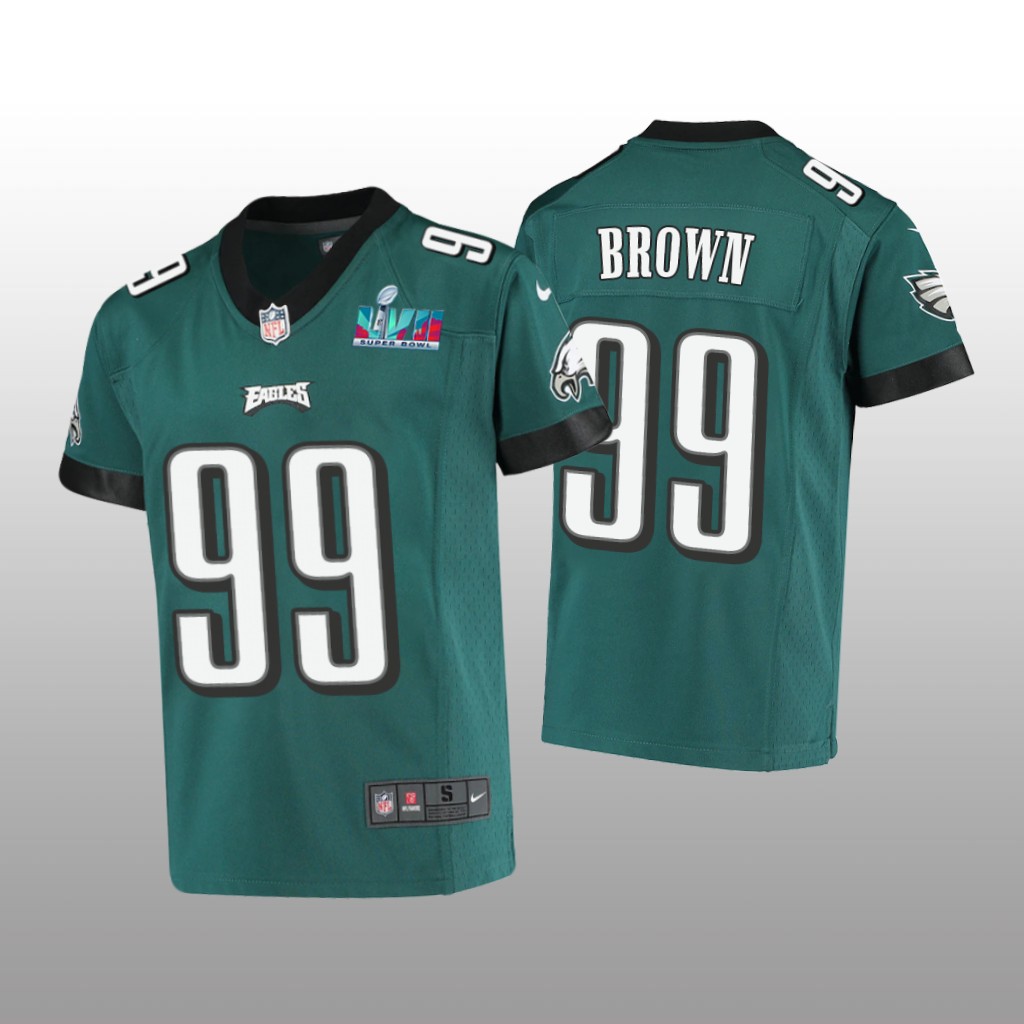 Philadelphia Eagles Jerome Brown Midnight Green Game Jersey Super Bowl LVII - Youth