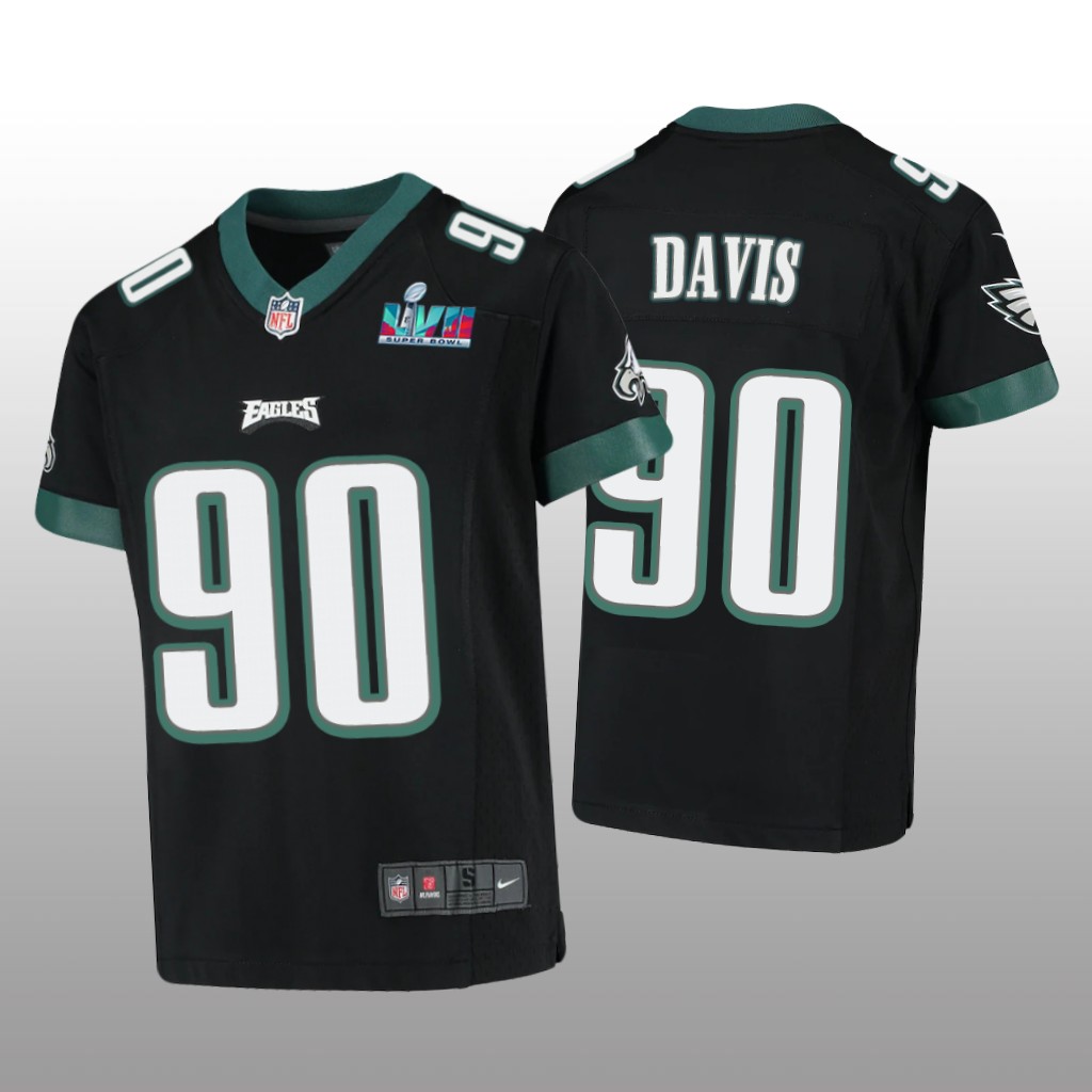 Philadelphia Eagles Jordan Davis Black Game Jersey Super Bowl LVII - Youth