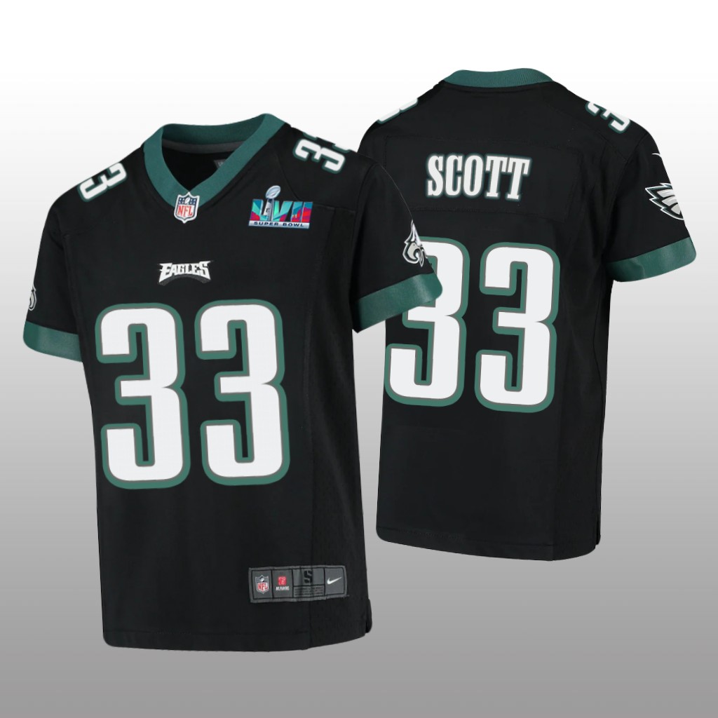 Philadelphia Eagles Josiah Scott Black Game Jersey Super Bowl LVII - Youth