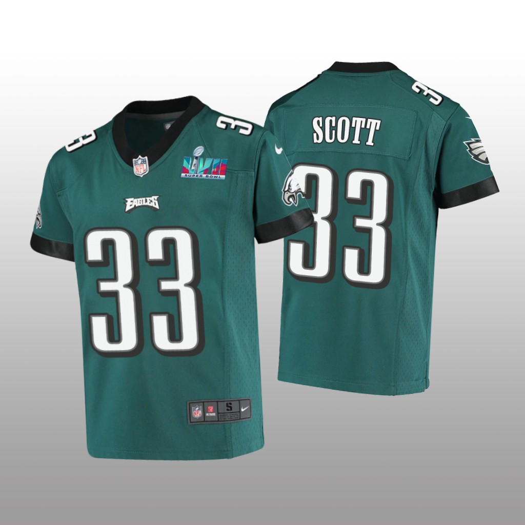 Philadelphia Eagles Josiah Scott Midnight Green Game Jersey Super Bowl LVII - Youth