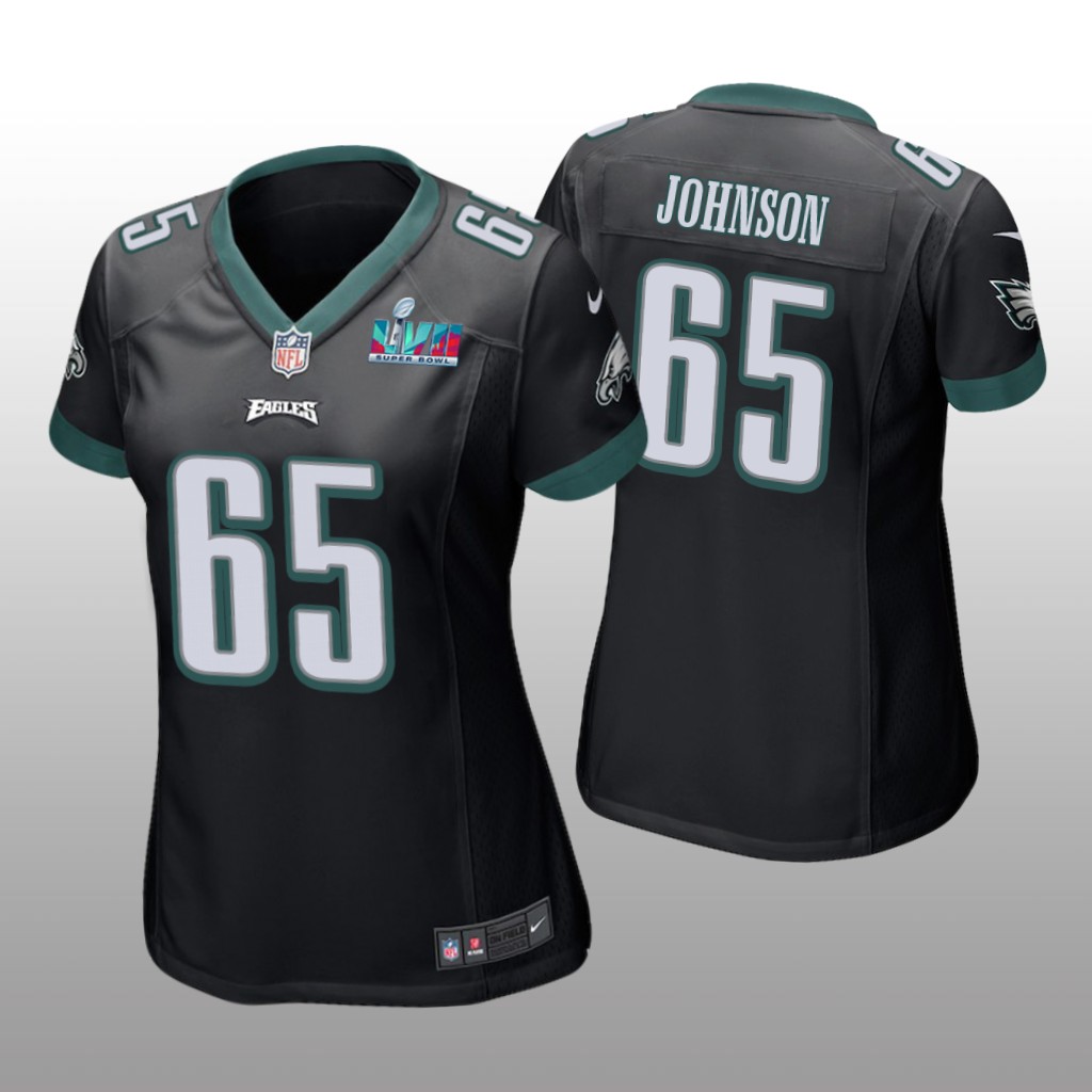 Philadelphia Eagles Lane Johnson Black Game Jersey Super Bowl LVII - Women's