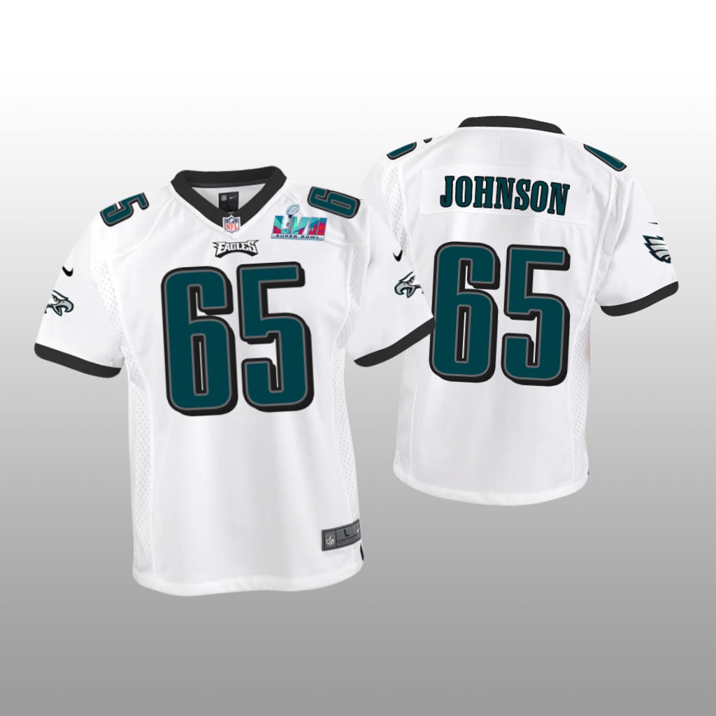 Philadelphia Eagles Lane Johnson White Game Jersey Super Bowl LVII - Youth