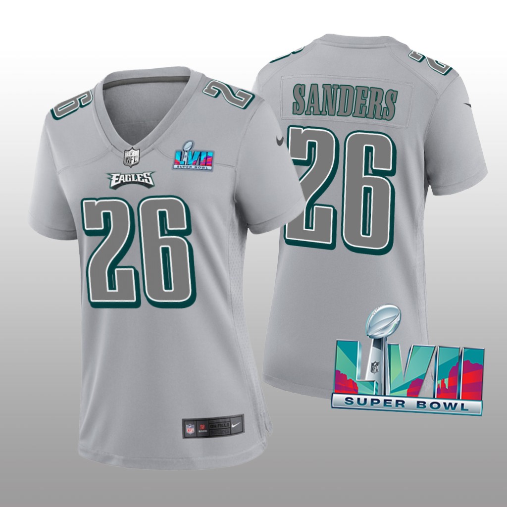 Philadelphia Eagles Miles Sanders Gray Atmosphere Jersey Super Bowl LVII - Women's