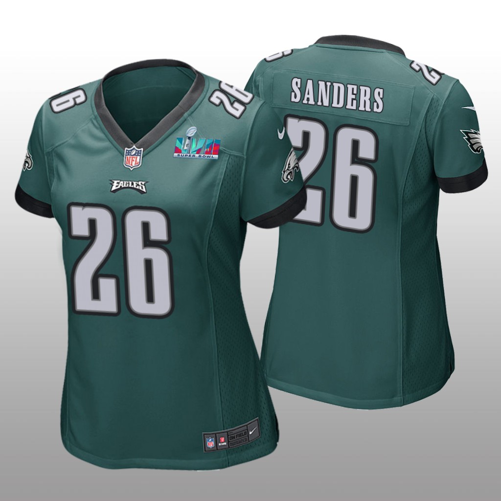 Philadelphia Eagles Miles Sanders Green Game Jersey Super Bowl LVII - Women's