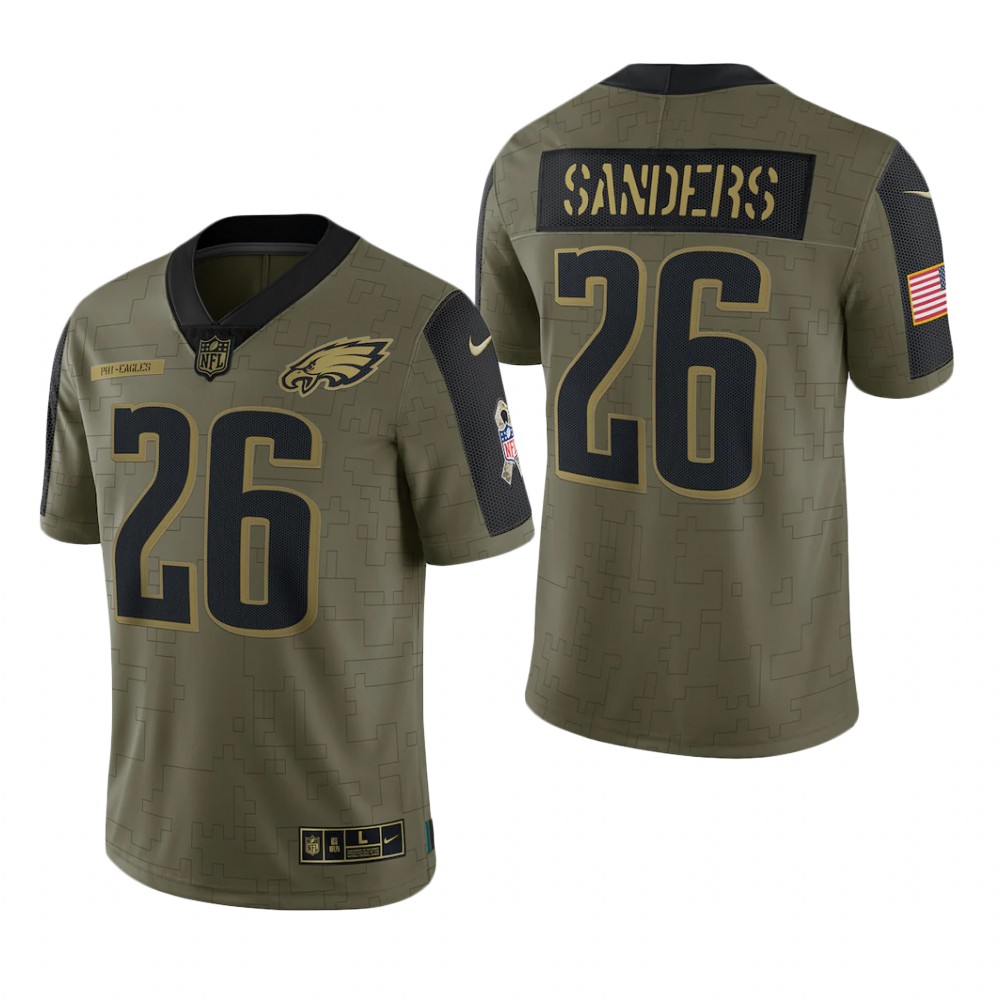 Philadelphia Eagles Miles Sanders Olive Limited Jersey 2021 Salute To Service - Men's
