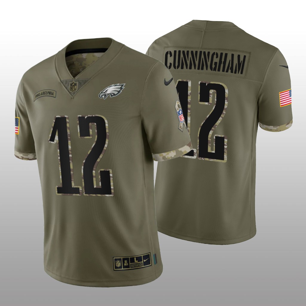 Philadelphia Eagles Randall Cunningham Olive Jersey 2022 Salute To Service - Men's