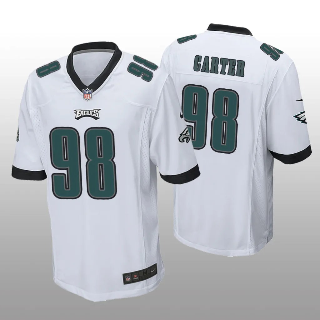 Philadelphia Eagles White 2023 NFL Draft Jalen Carter Game Jersey