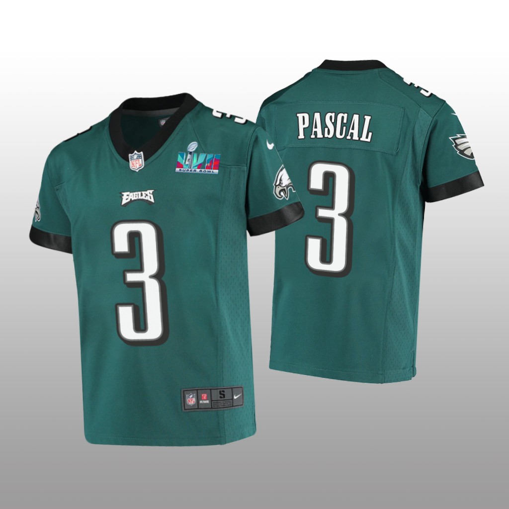 Philadelphia Eagles Zach Pascal Midnight Green Game Jersey Super Bowl LVII - Youth