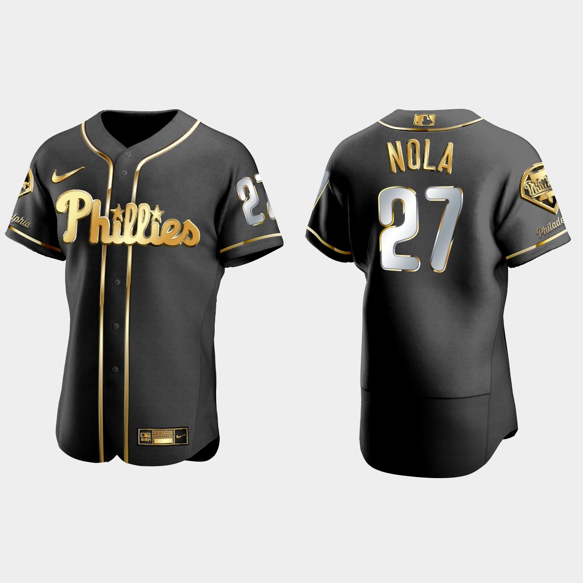 Philadelphia Phillies #27 Aaron Nola Golden Edition Jersey - Black