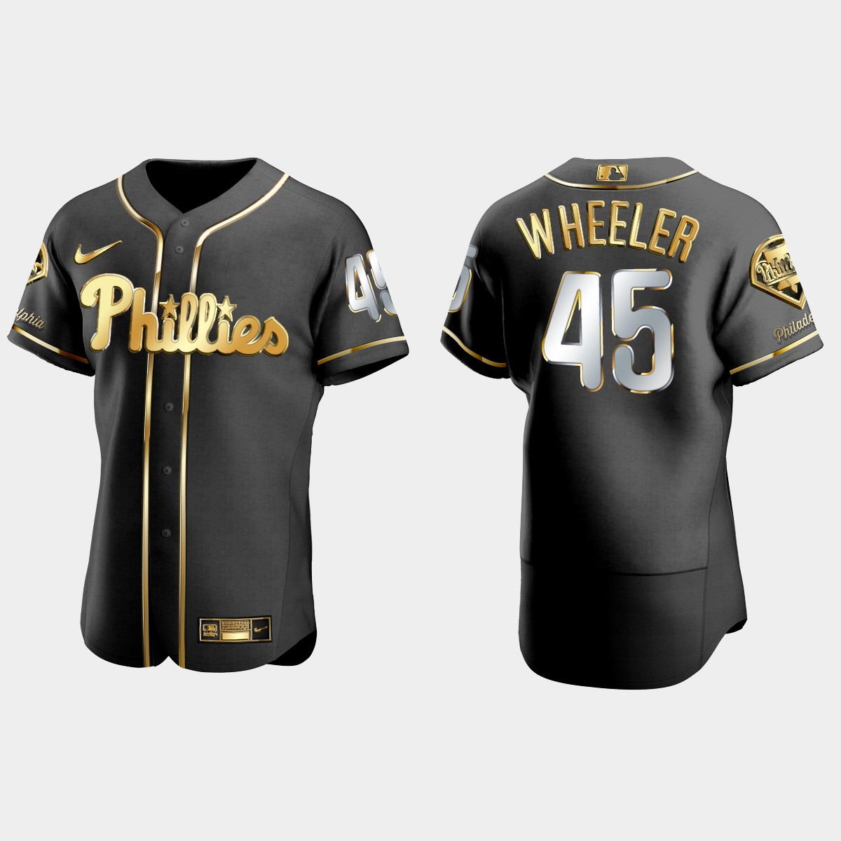 Philadelphia Phillies #45 Zack Wheeler Golden Edition Jersey - Black