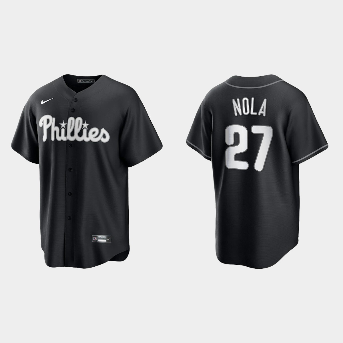 Philadelphia Phillies Aaron Nola 2021 All Black Fashion Jersey - Black White