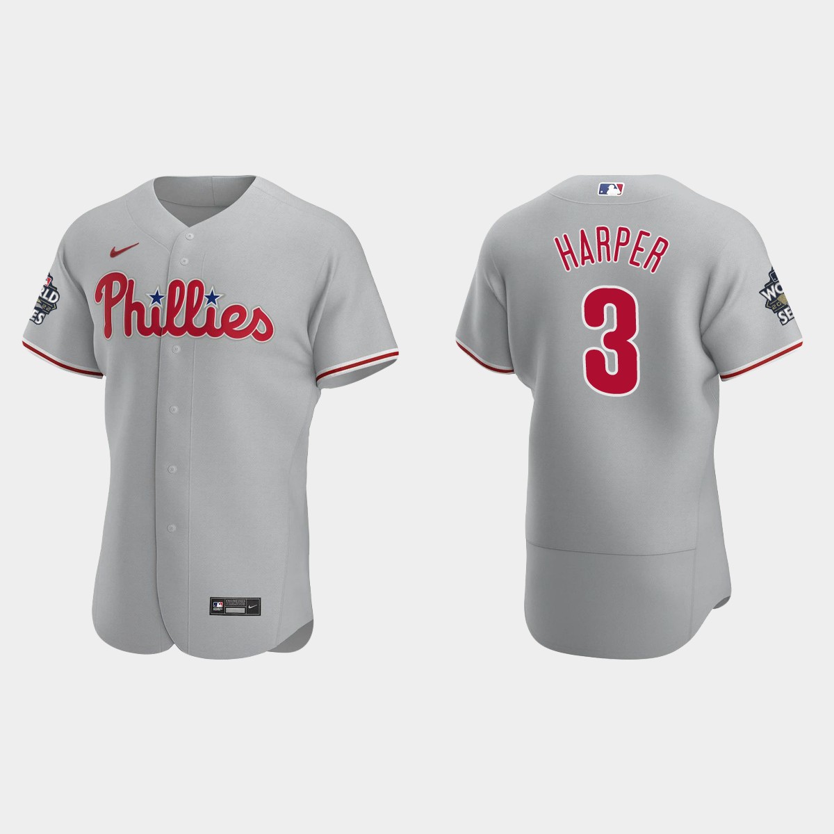 Philadelphia Phillies Bryce Harper 2022 World Series Gray Jersey