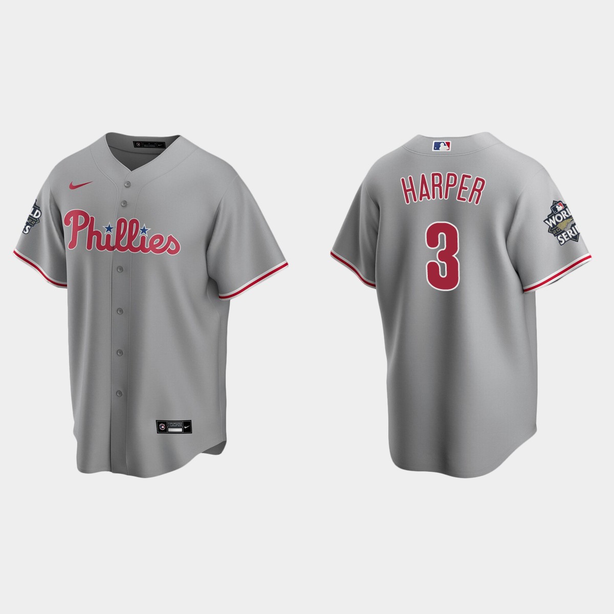 Philadelphia Phillies Bryce Harper 2022 World Series Gray Jersey