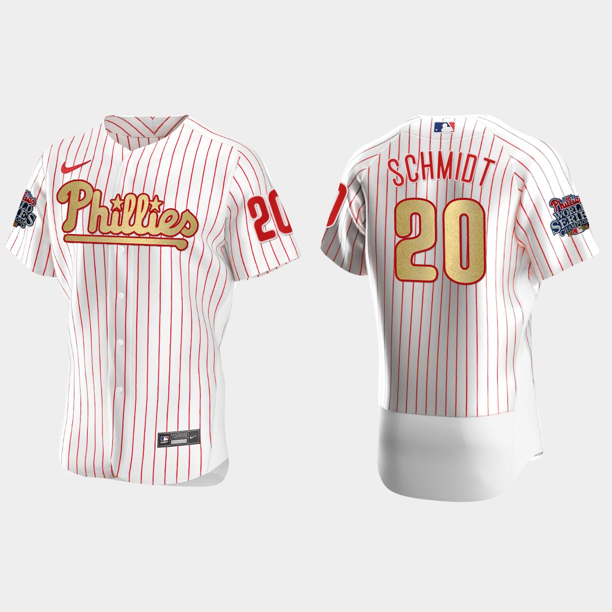 Philadelphia Phillies Mike Schmidt White Gold 2008 World Series Champions Jersey