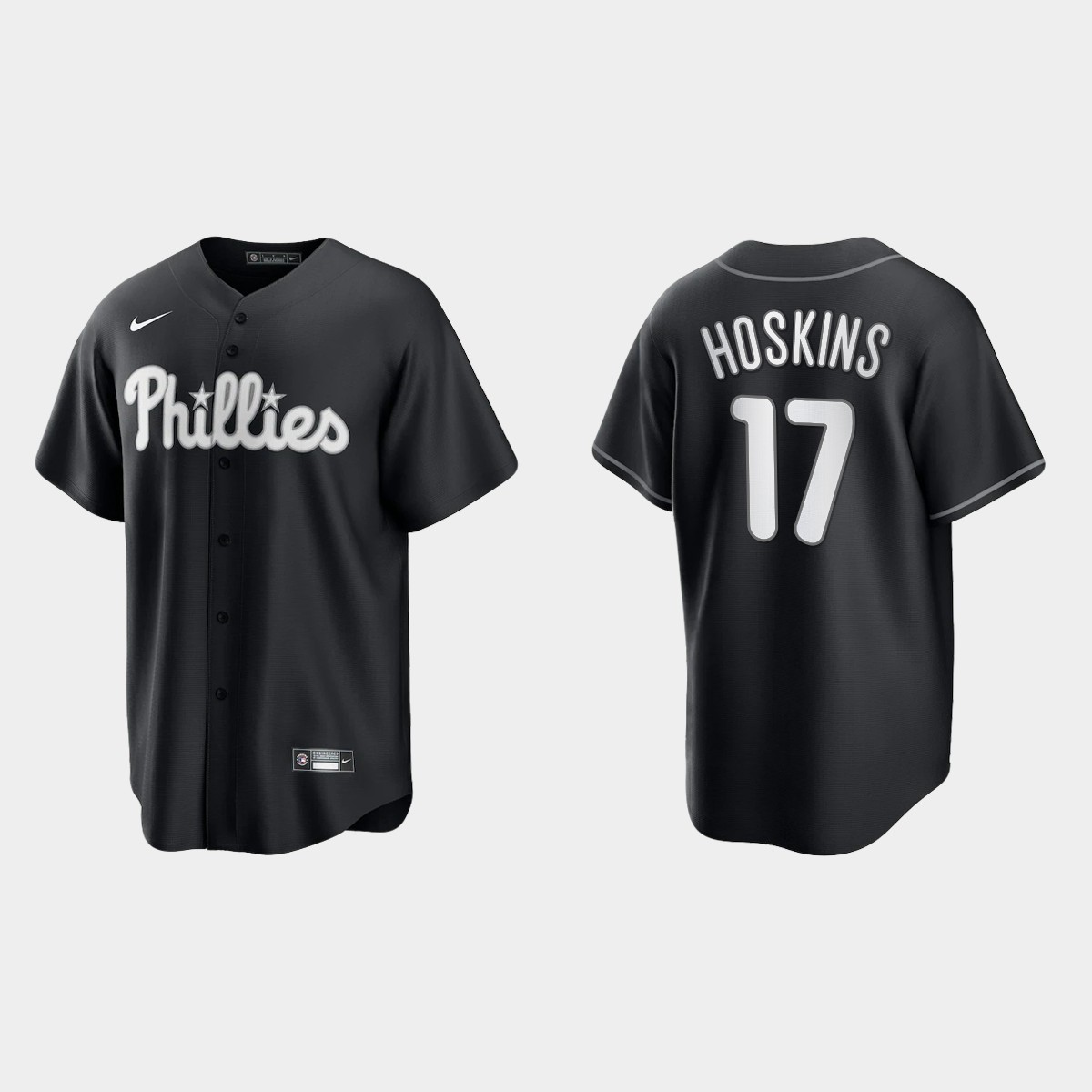 Philadelphia Phillies Rhys Hoskins 2021 All Black Fashion Jersey - Black White