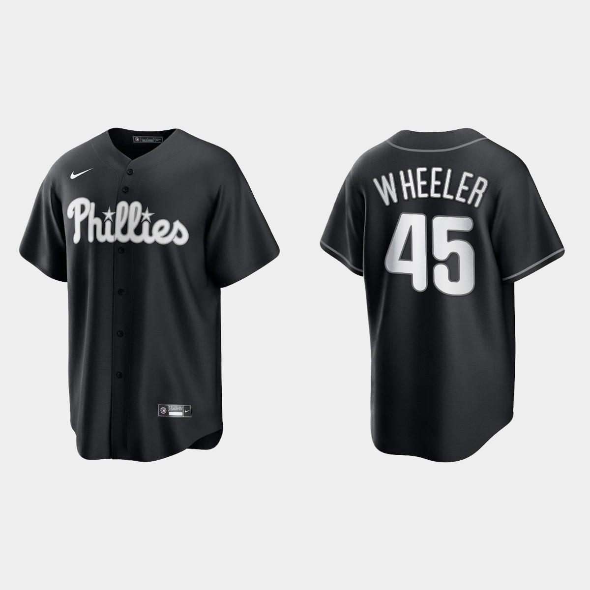 Philadelphia Phillies Zack Wheeler 2021 All Black Fashion Jersey - Black White