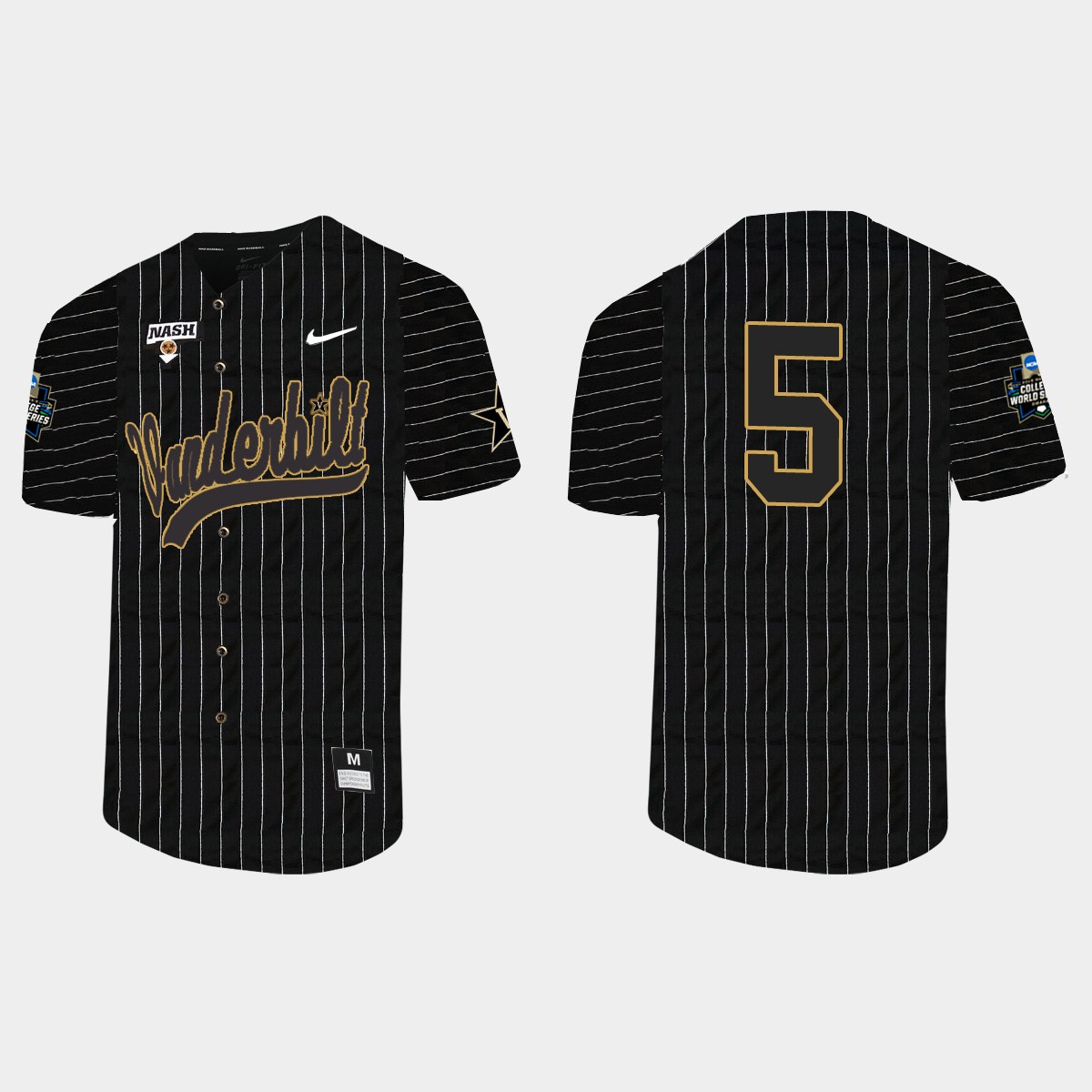 Philip Clarke Vanderbilt Commodores 2021 College World Series Pinstripe  Jersey - Black
