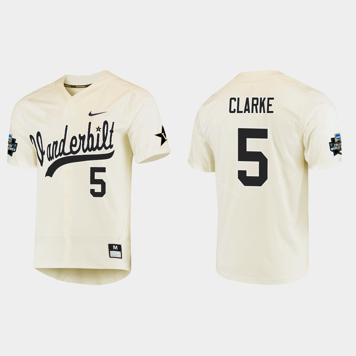 Philip Clarke Vanderbilt Commodores College World Series  Jersey - Cream