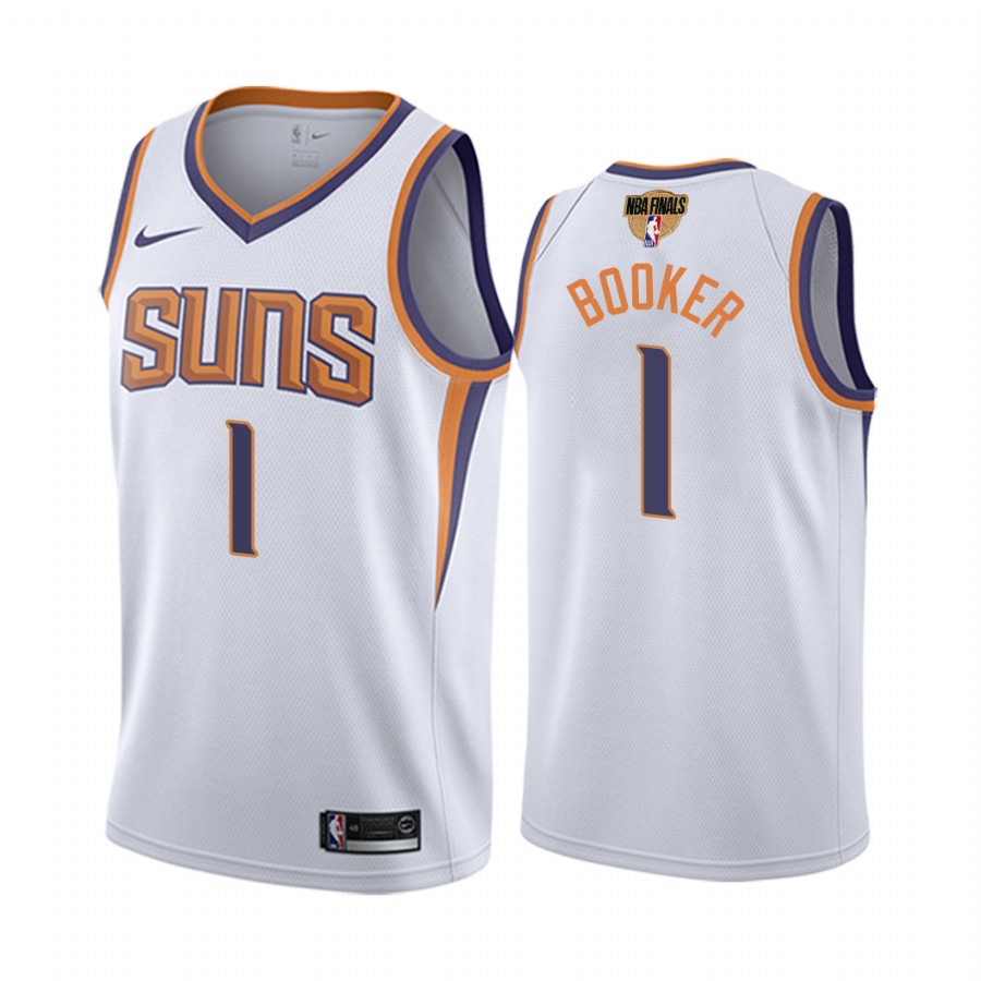 Phoenix Suns #1 Devin Booker 2021 NBA Finals White Jersey Association Edition