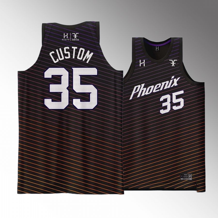Phoenix Suns #35 Kevin Durant Sunset Stripes Black Jersey Special Custom